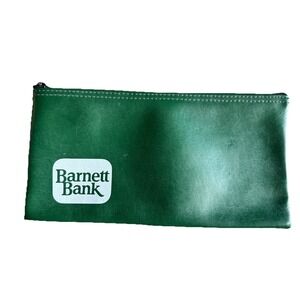 Vintage Barnett Bank Deposit Bag Zippered Money Bag Green
